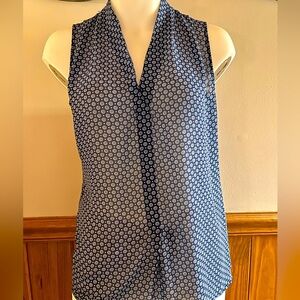 Rose & Olive blouse size Small navy, blue, and white dots pattern , sleeveless